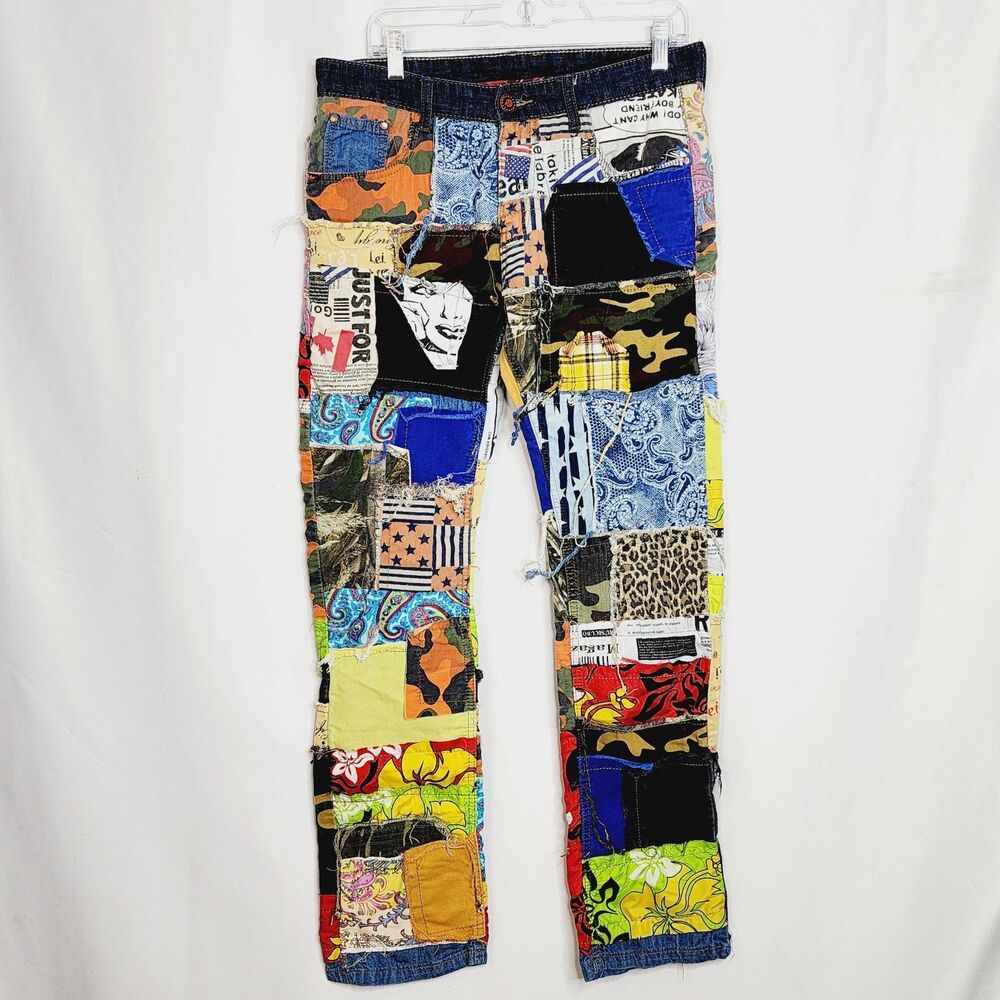 BiePa Jeans "Chaos" Patchwork Japanese 1971 Button-Fly Jeans Size 33